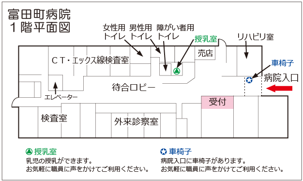 1階平面図（院内案内） | 富田町病院